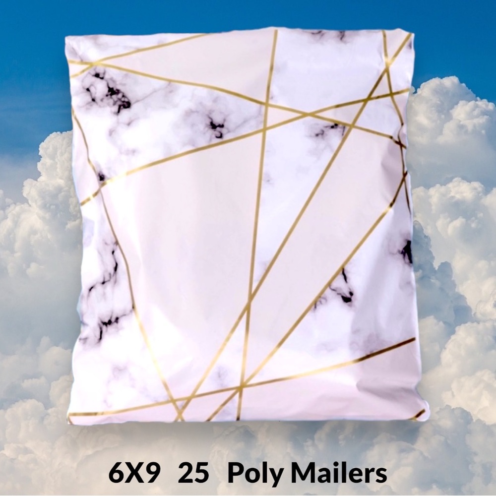 ( Quantity 25 6x9 ) Marble White & Gray Poly Mailers Bag Shipping Envelope - Picture 2 of 2
